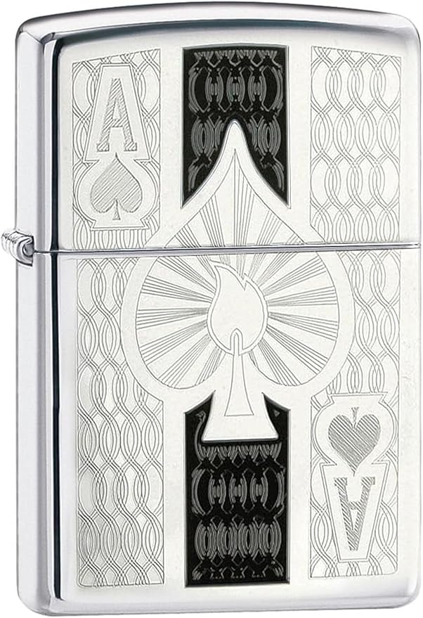 Personalized Zippo Ace of Spades Classic Oil Windproof Lighter Free Engraving - Christmas, Halloween & Valentines Day Gift (BC Chrome)