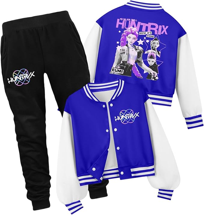 HUEAHDOU Demon Movie Hunters Unisex Kids Cute Cartoon Hoodie Set Kids Casual Long Sleeve Pullover Sweatshirt and Pants Set