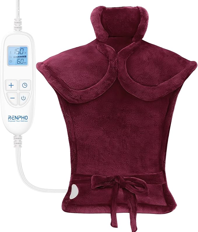 RENPHO Valentines Day & Birthday Gifts for Her Him, Heating Pad for Neck and Shoulders and Back, Hsa Store Eligible Items, Electric Heat Pad for Cramps, Auto Shut Off, ETL Certified, 24"x33" Red