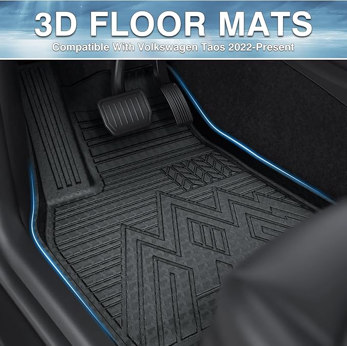 Mixsuper Liner Floor Mats for Volkswagen Taos 2022-2026 All Weather Floor Liners for VW Taos Accessories Durable 1st & 2nd Set Black