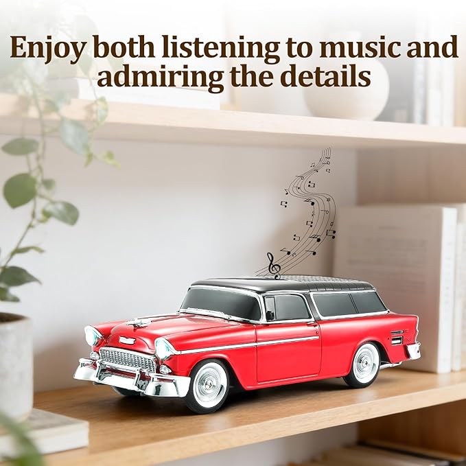 Retro car-Shaped Bluetooth Speaker, high-Definition Sound Quality, TWS Pairing, Multiple Interface outputs, Truck Model Bluetooth Speaker, Suitable for Desktop Decoration, Parties, Beach (RED)