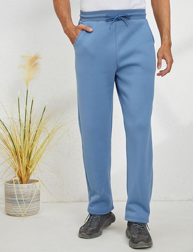 Gihuo Men's Winter Fleece Pants Sherpa Lined Sweatpants Active Running Jogger Pants