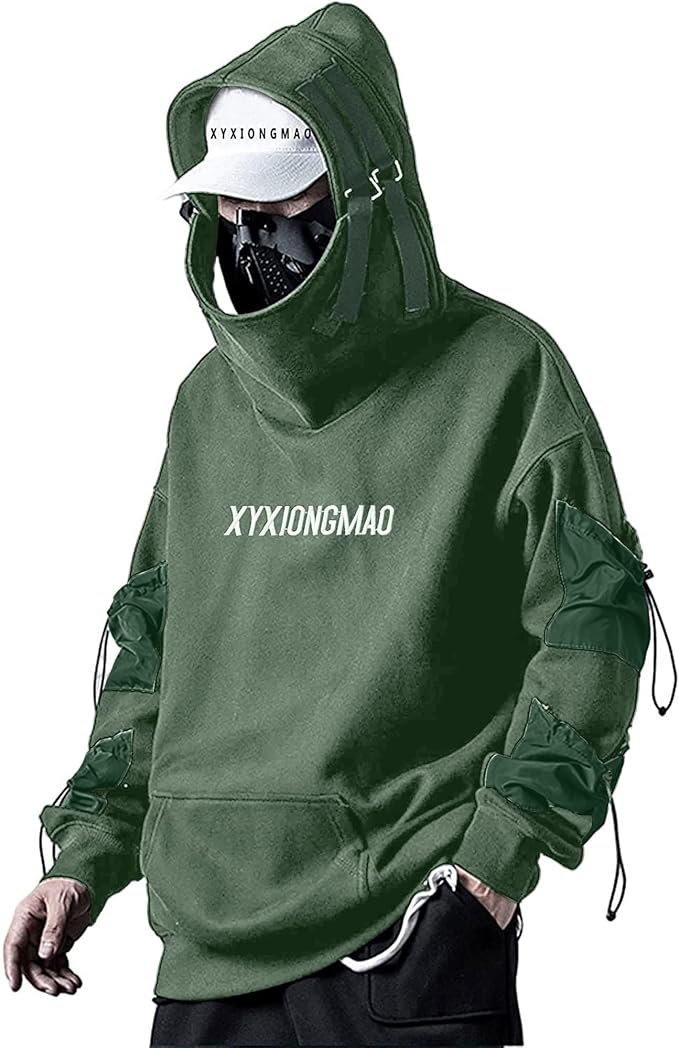 XYXIONGMAO Streetwear Techwear Hoodie Tactical Mens Black Urban Hip Hop Japanese Sweatshirt