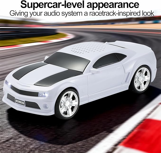 Classic Sports Car Model Bluetooth Speaker, Portable Wireless Outdoor Speaker with HD Sound, TWS Pairing, Truck Bluetooth Speaker, Parties & Home Audio (White)