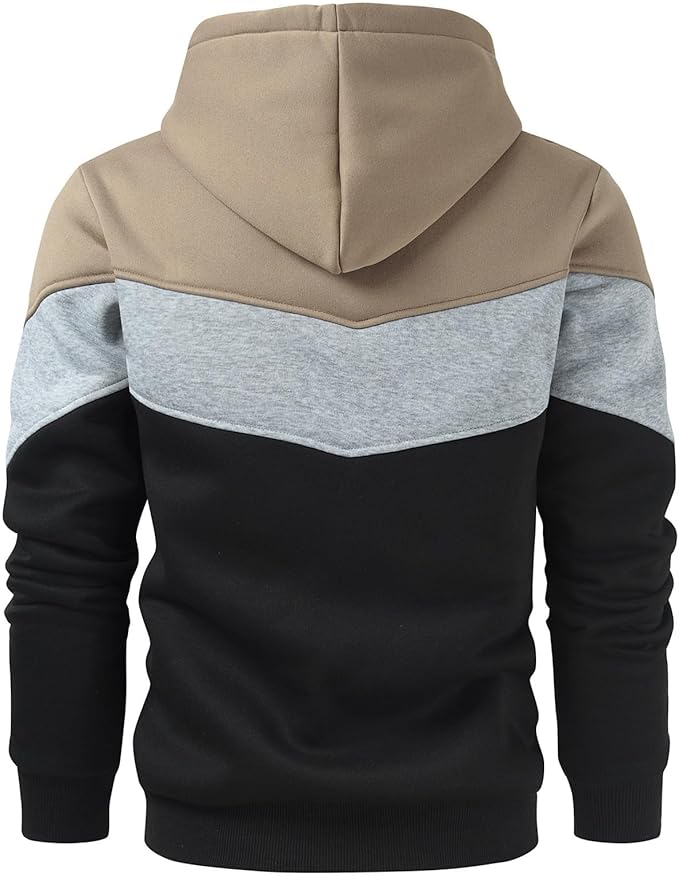 Gesean Men's Novelty Color Block Pullover Fleece Hoodie Long Sleeve Casual Sweatshirt with Pocket
