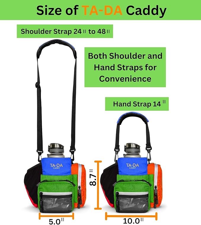 TA-DA Caddy Bag Everywhere you Go | Core Items are Bottle Phone Keys Wallets Etc., so Easy Access and more Convenient than Purse, Carrier, Crossbody, Messenger, Duffle, Fanny, Tote | W-7 H-10 L-10 |
