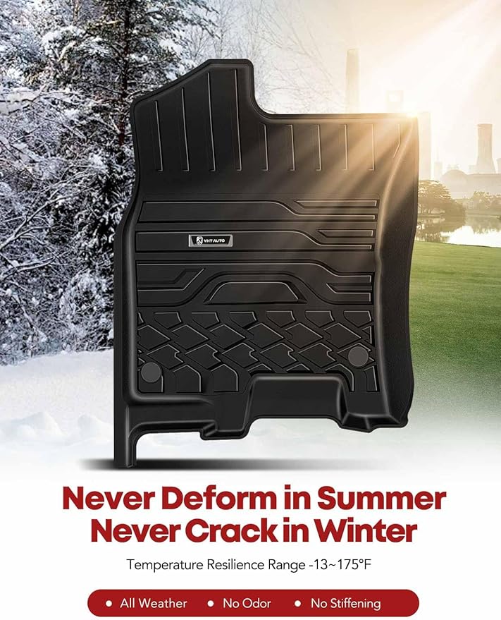 YHTAUTO Floor Mats Fit 2019-2024 Ram 1500 Crew Cab (w/Rear Under-Seat Factory Storage Bucket Seat), TPE All Weather Car Mats Waterproof Anti-Slip Odorless Floor Liner, Front & 2nd Row Liner