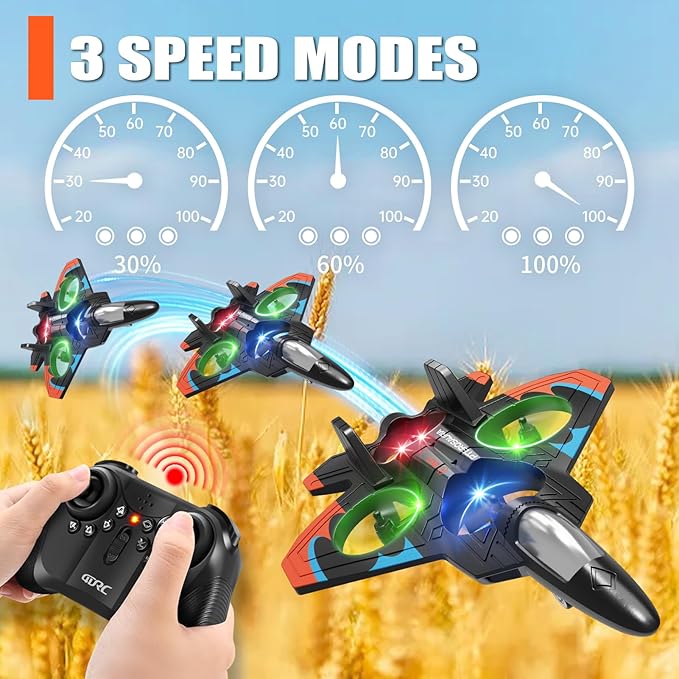 4DRC V32 Foam RC Planes with 3 Batteries, RC Planes for Kids Adults, RC Airplane Helicopter Drone Fighter Jet with Light, 360° Flip, Stunt Roll, Airplane Toy Gifts for Kids Boys Adults Beginners
