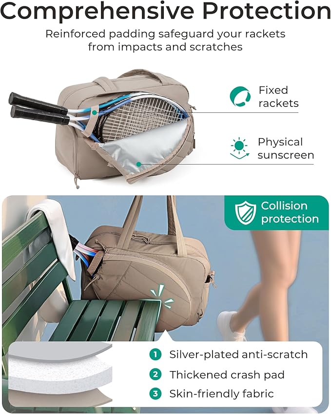BAGSMART Tennis Gym Bag for Women, Tennis Bag Holds 2 Rackets with Shoe Compartment & Wet Pocket, Sports Duffle Bags fits up to 15.6" Laptop, Women Overnight Weekend Bag