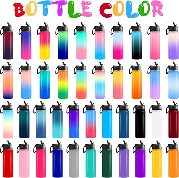 Personalized Photo Water Bottle with Straw Lid, 18 oz/32 oz Custom Stainless Steel Sports Water Bottle with Picture Name or Text-Double Wall Vacuum Insulated Gift Cup for Kids Women Men