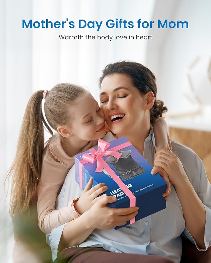 RENPHO King Size Heating Pad for Back, Valentines Day Gifts for Her Him & Birthday Gifts for Men Women, FSA Eligible, 24"x37" XL Large Heat Pad for Neck and Shoulders, ETL Certified, Dark Blue