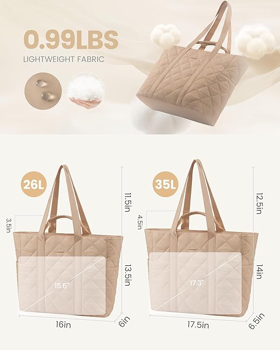 LOVEVOOK Tote Bag for Women,Light Puffer Tote Bag with Multi-pockets,Stylish Carry on Laptop Bags for Daily,Travel,Work,Gym | with Multi-pockets, Stylish, Carry on, for Daily, Travel, Work