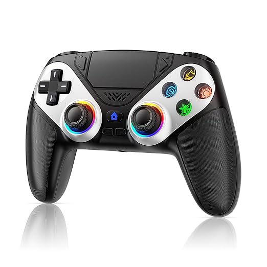 Gamrombo LED Wireless Controller for PS5, Compatible with PS5 Pro/Slim/PC, Dual Vibration, Macro/Turbo Function, 3.5mm Audio Jack, 6-Axis Motion Contro Gamepad with Speaker