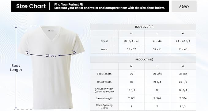 Men’s Anti-Odor Undershirt, Japanese Ceramic-Ion Tech, Source-Targeting Deodorizing, V-Neck Cotton, White, DEOEST