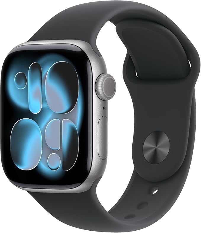 Apple Watch Series 11 [GPS 42mm] Smartwatch with Space Gray Aluminum Case with Black Sport Band - S/M. Sleep Score, Fitness Tracker, Health Monitoring, Always-On Display, Water Resistant