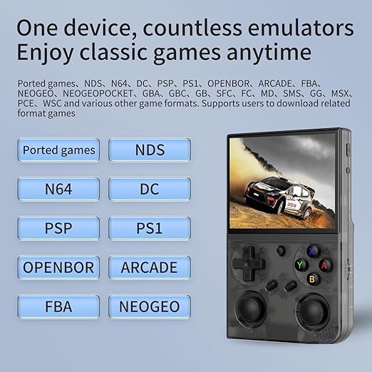 G350 Retro Game Console,Linux System RK3326 G350 Handheld Game Console Built-in 64G TF Card 4371 Games,3.5-inch IPS Screen, WiFi, Bluetooth HDMI Output, 3200mAh Battery