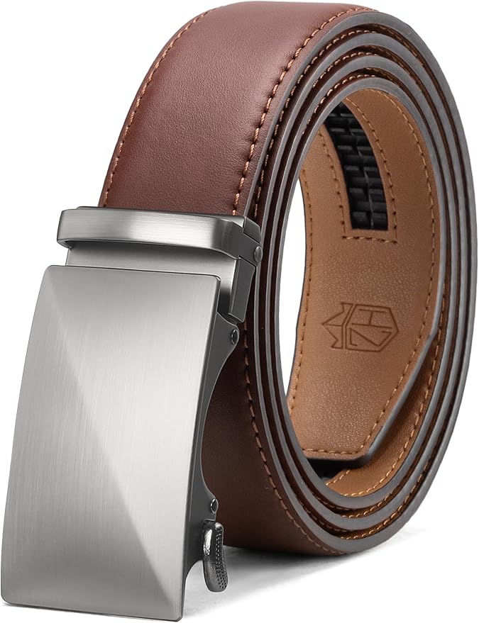 Zitahli Belt Men, Ratchet Belt Dress with 1 3/8" Premium Leather,Slide Belt with Easier Adjustable Automatic Buckle