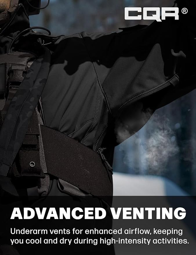 CQR Men's Tactical Softshell Jacket, Winter Warm Fleece Lined Coat, Water Resistant Outdoor Hunting Hiking Rain Windbreaker