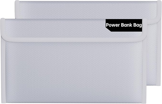 2 Pack Electronic Travel Organizer Cases,Fireproof Tech Accessories Bags,Explosion-Proof Portable Storage Pouch Bags for Power Bank,Phone,Charging Cords,Earphones(10.7”×6.3”,Silver)