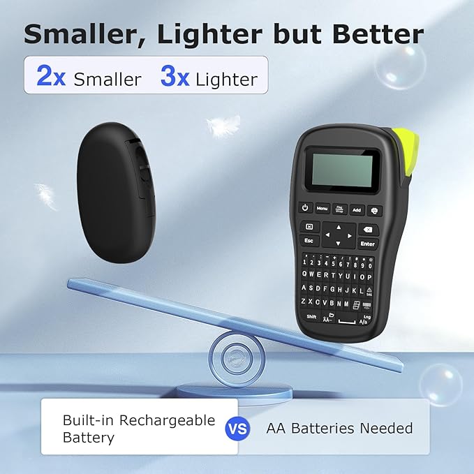 SUPVAN E10 Bluetooth Label Maker Machine with Tape, Continuous Waterproof Label, Versatile App with 35 Fonts and 1k+ Icons, Inkless Labeler for Home, Kitchen, School, Office Organization, Black