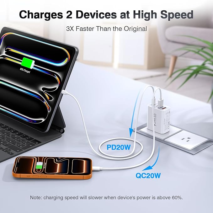 40W USB C Charger Cube, 2-Pack Wall Plug Fast Charging Block, 4-Port PD+QC Power Adapter Multiport Brick Type C Box for iPhone 17/16/15/14/13/12/11/Pro Max/XS/XR/8/7, Tablets, Cellphones