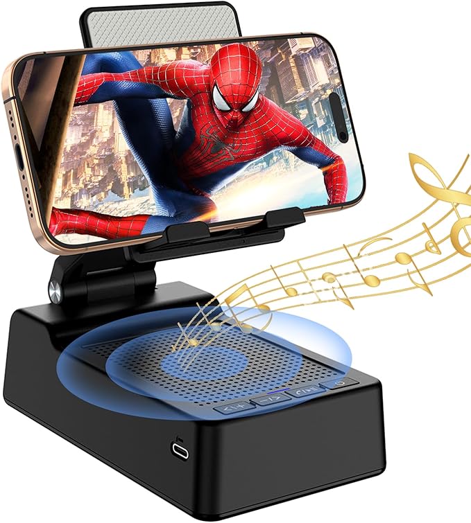 Gifts for Men,Cell Phone Stand with Wireless Bluetooth Speaker Anti-Slip Base HD Surround Sound Compatible with iPhone Smartphones,Cool Gadgets for Men,Birthday Gifts for Him Husband Boyfriend