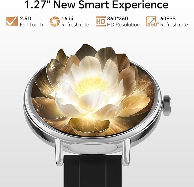 Smart Watches for Men/Women,1.27" HD Fitness Watch Answer/Make Call, Heart Rate/Sleep/SpO2，Round Smart Watch for iPhone/Samsung/Android,IP68 Waterproof，110+ Sport Mode-Black(2 Bands)