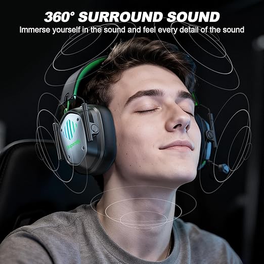 Wireless Gaming Headset for PS5, PS4, PC, Switch, Mac, Mobile, USB & Type-C 2.4GHz Gaming Headphones with Mic ENC Noise Cancelling, 50mm Drivers, 3D Surround Sound, Cool RGB Lights, 50-Hr Battery