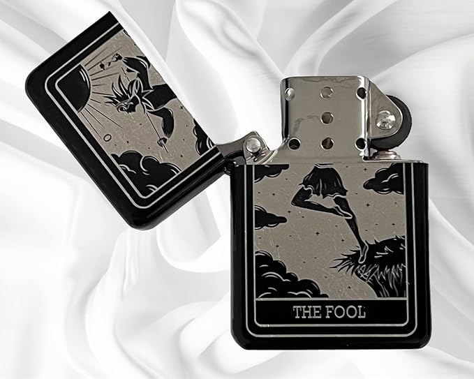 Custom Tarot Card - 24 Major Arcana Cards Available Laser Engraved Unique Collectible s Infinity Black Matt Windproof Lighters! (The-Fool) - Christmas, Halloween & Valentines Day Gift