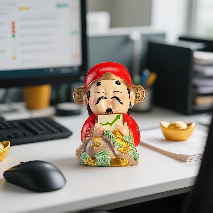 Etlemonde God of Wealth Figurine,Stock Market Luck Statue,Bring Positive Energy to Your Wealth Chinese New Year 2026