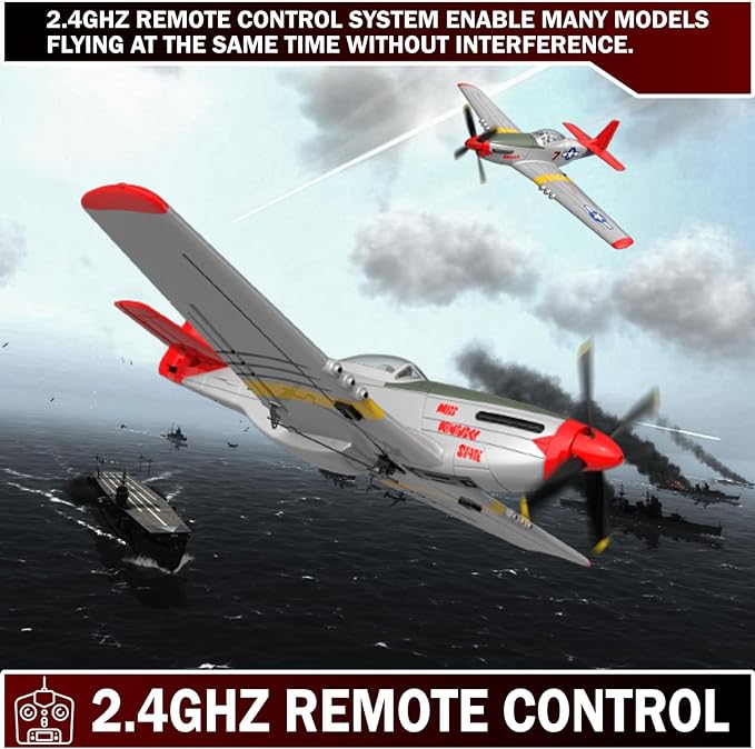 LEAMBE 4 Channel RC Plane, Ready to Fly Aerobatic Aircraft, Easy Control for Beginners, P51 Mustang RC Airplane Best Gift for Adults