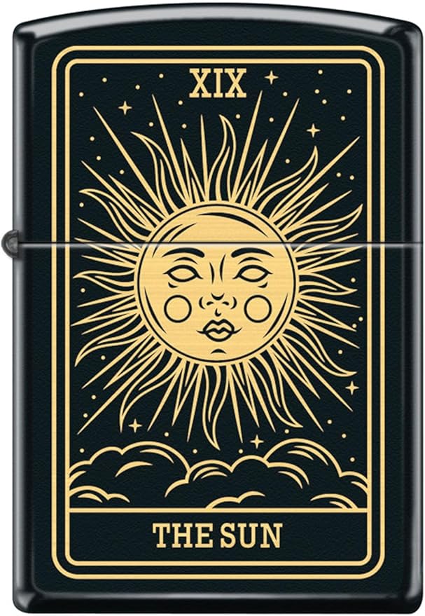 23 Custom Tarot Card - Major Arcana Card Laser Engraved Zippo Black Matt Windproof Lighter (The Sun)