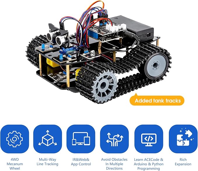 ACEBOTT Smart Robot Tank Car Kit with ESP32 for Arduino Robotics for Kids Ages 8-12 12-16 STEM Science Kits Coding Gifts for 8-16 Year Old Boys Girls Teens Cool Engineering Building Toys Unique Gifts