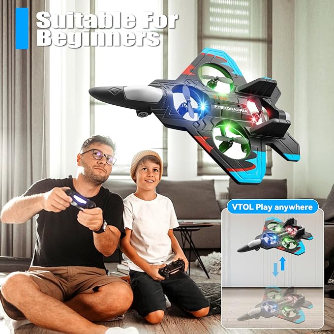 4DRC V32 Foam Remote Control Airplanes with 3 Batteries, RC Planes for Kids Adults 8-16, RC Airplane Fighter Jet with Light, 360° Flip Fighter Jet Toys, Stunt Roll, Airplane Toy Gifts for Kids Boys