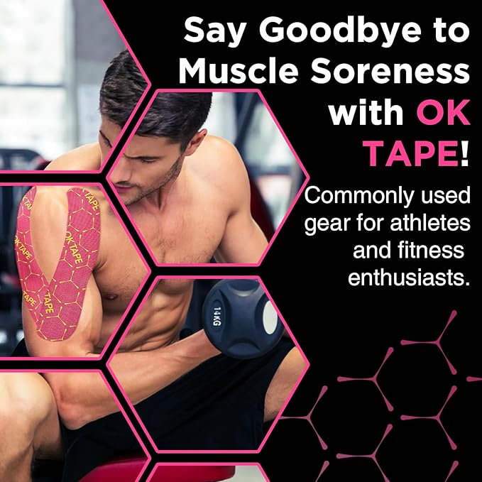 OK TAPE Synthetic Kinesiology Tape Precut Strips, Waterproof Kinesiology Athletic Tape for Muscle Support and Recovery, Reduce Muscle Discomfort Tape,Durable, 2in×16.4ft Roll 20PCS | Beige
