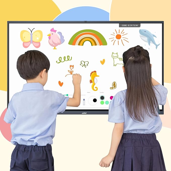 JAV Smart Board, 65'' 4K UHD Interactive Whiteboard, All in One Smartboard for Office, Digital Smart Whiteboard Built in Dual System and 13MP Camera for Classroom (Wall Mount Included)