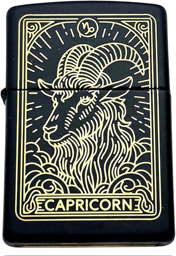 Zippo Lighter - Personalized Custom Message Engraved on Backside Zodiac, Horoscope Signs (Capricon)