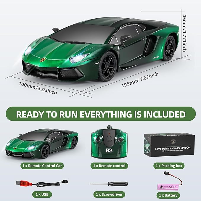 MIEBELY Lamboghini RC Car - 1:24 Scale Lambo Toy 3.7V 500mAh, LP700 Fast Remote Control Car for Boys 8-12, Rc Race Model Birthday Gifts for Kids Adults Boys Girls Age 6-12 Year Old