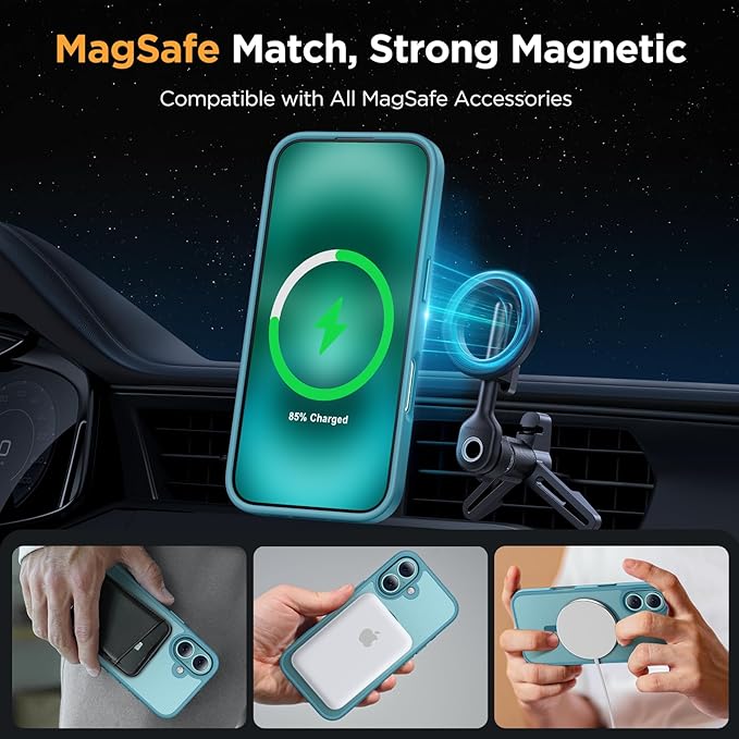 Miracase Magnetic Series for iPhone 16 Case [Compatible with MagSafe] [with 2X Screen Protectors] Military-Grade Protection, Slim Phone Cases for iPhone 16 6.1 inch - Green
