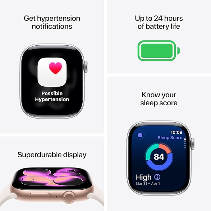 Apple Watch Series 11 [GPS 42mm] Smartwatch with Rose Gold Aluminium Case with Light Blush Sport Band - S/M. Sleep Score, Fitness Tracker, Health Monitoring with AppleCare+ (2 Years)