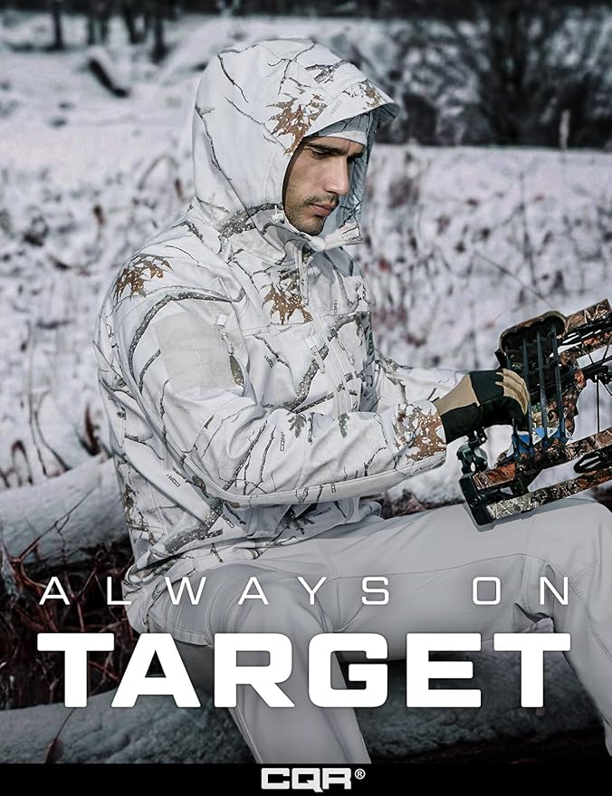 CQR Men's Tactical Softshell Jacket, Winter Warm Fleece Lined Coat, Water Resistant Outdoor Hunting Hiking Rain Windbreaker
