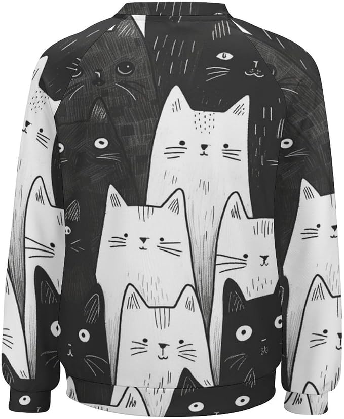 Fall Sweaters for Women 2024 Cat Print Long Sleeve Casual Crewneck Warm Fall Pullover Comfy Fashion Sweatshirts