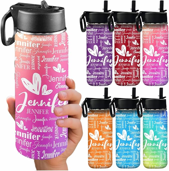 VIPOPSA Custom Girls Insulated Water Bottle,Kids School Customized Water Bottles With Straw Lid Gifts For Girls Boys 18oz