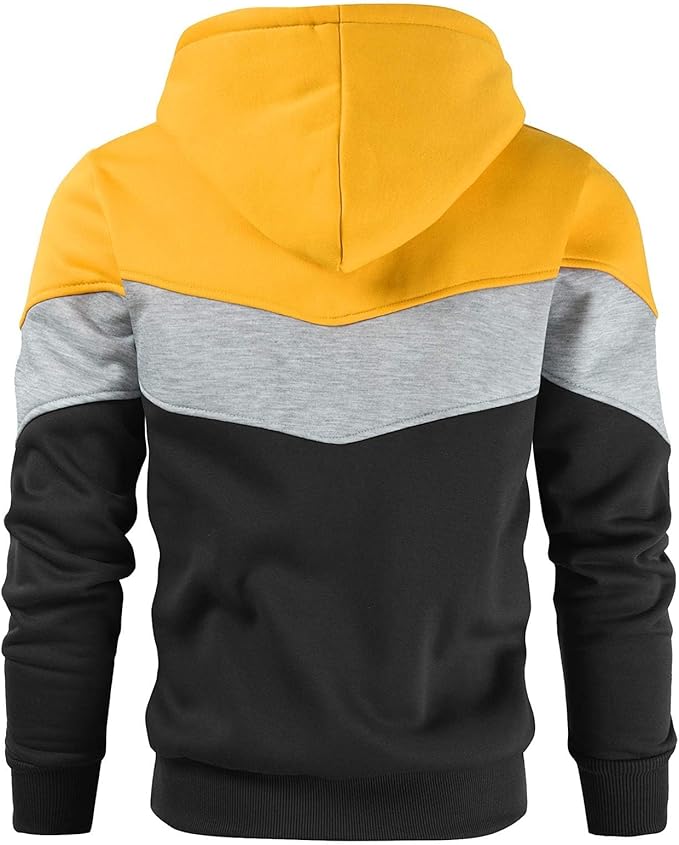 Gesean Men's Novelty Color Block Pullover Fleece Hoodie Long Sleeve Casual Sweatshirt with Pocket
