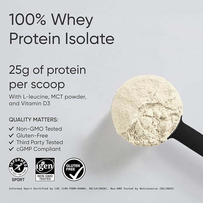 Sports Research Whey Protein Isolate - Sports Nutrition Protein Powder 25g per Serving - 2.1lb Bag Whey Protein - Creamy Vanilla Flavor - Bulk Protein Powder, 26 Servings