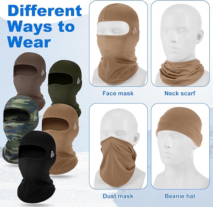 Suhine 5 Pcs Winter Balaclava Ski Mask Windproof Thermal Full Face Mask Cold Weather Balaclava with Reflective Stripe