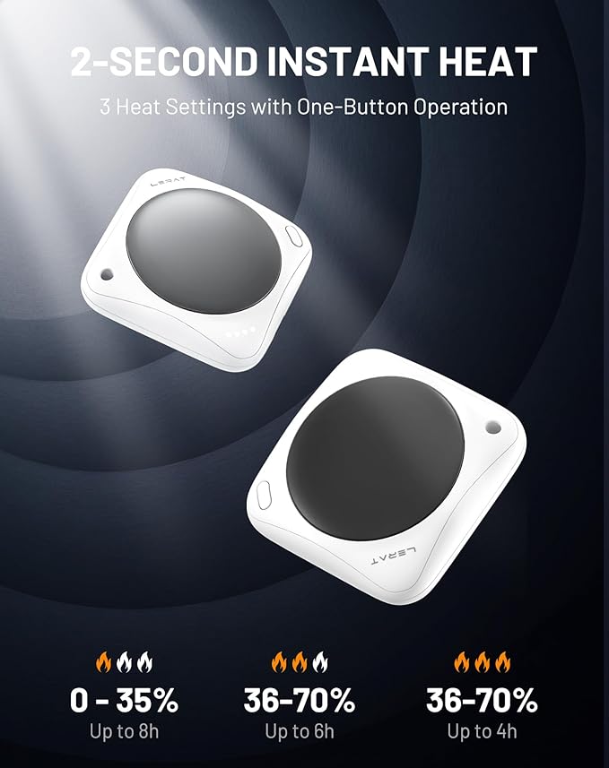 Lerat Hand Warmers Rechargeable, 2 Pack Electric Hand Warmers, Reusable Portable Pocket Heater