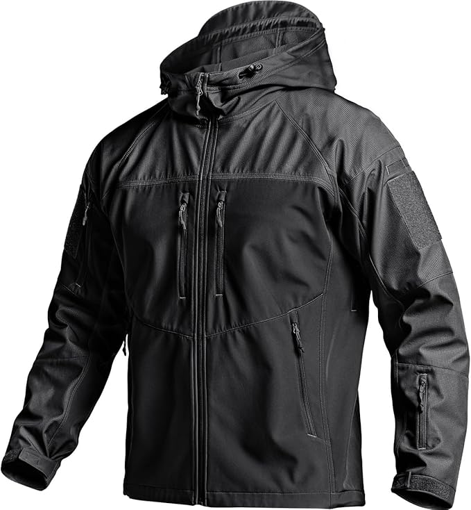 CQR Men's Tactical Softshell Jacket, Winter Warm Fleece Lined Coat, Water Resistant Outdoor Hunting Hiking Rain Windbreaker