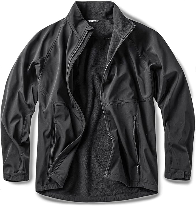 CQR Men's Tactical Softshell Jacket, Winter Warm Fleece Lined Coat, Water Resistant Outdoor Hunting Hiking Rain Windbreaker