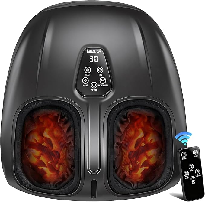 Foot Massager Machine with Heat : Deep Kneading Shiatsu Foot Massager with Vibration & Compression for Plantar Fasciitis & Neuropathy - for Women & Men,Relax for Office Home Use